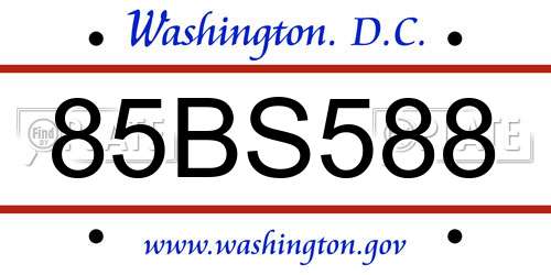 85BS588 District Of Columbia License Plate