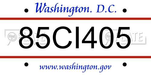 85CI405 District Of Columbia License Plate