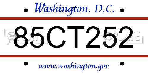 85CT252 District Of Columbia License Plate