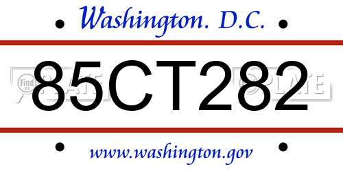 85CT282 District Of Columbia License Plate