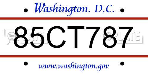 85CT787 District Of Columbia License Plate