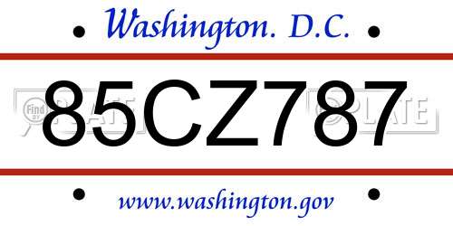 85CZ787 District Of Columbia License Plate
