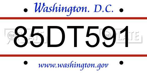 85DT591 District Of Columbia License Plate
