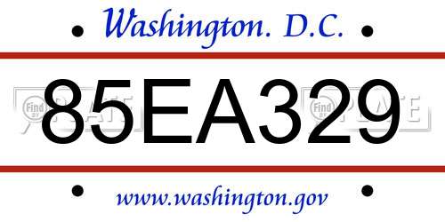 85EA329 District Of Columbia License Plate