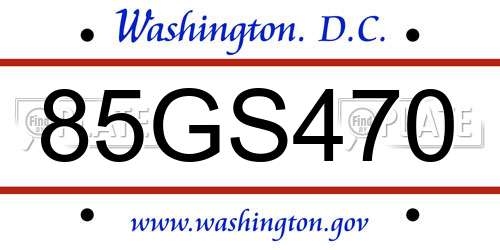 85GS470 District Of Columbia License Plate