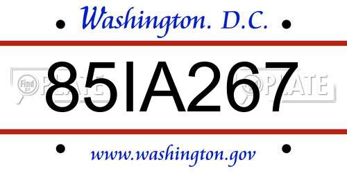 85IA267 District Of Columbia License Plate