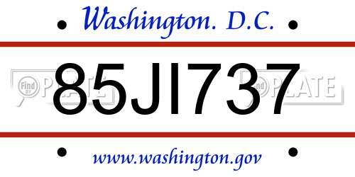 85JI737 District Of Columbia License Plate