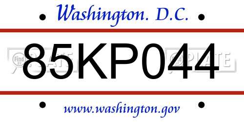 85KP044 District Of Columbia License Plate