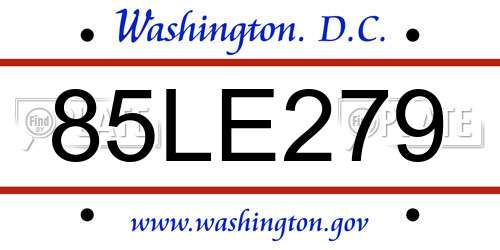 85LE279 District Of Columbia License Plate