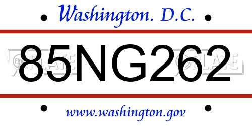 85NG262 District Of Columbia License Plate
