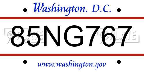 85NG767 District Of Columbia License Plate