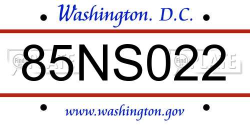85NS022 District Of Columbia License Plate