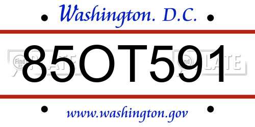 85OT591 District Of Columbia License Plate