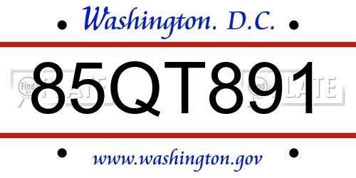 85QT891 District Of Columbia License Plate