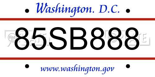 85SB888 District Of Columbia License Plate