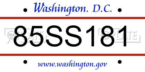 85SS181 District Of Columbia License Plate