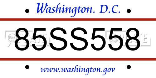 85SS558 District Of Columbia License Plate