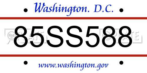 85SS588 District Of Columbia License Plate