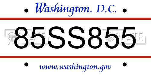 85SS855 District Of Columbia License Plate