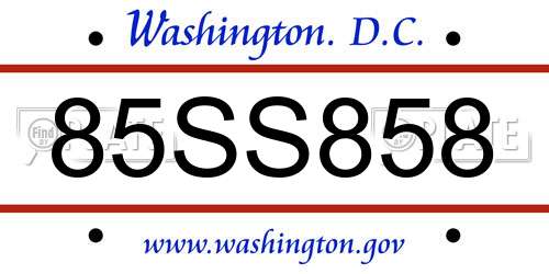 85SS858 District Of Columbia License Plate