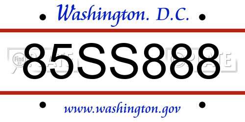 85SS888 District Of Columbia License Plate