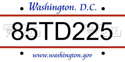 85TD225 District Of Columbia License Plate