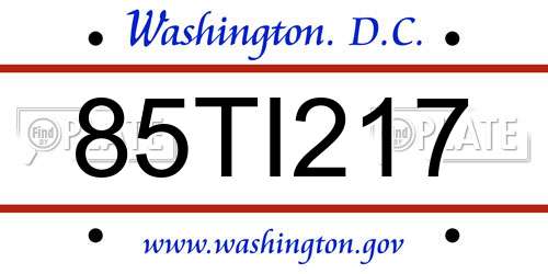 85TI217 District Of Columbia License Plate