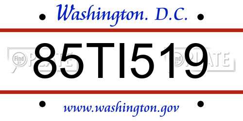 85TI519 District Of Columbia License Plate