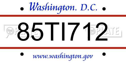 85TI712 District Of Columbia License Plate