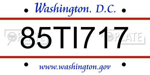 85TI717 District Of Columbia License Plate