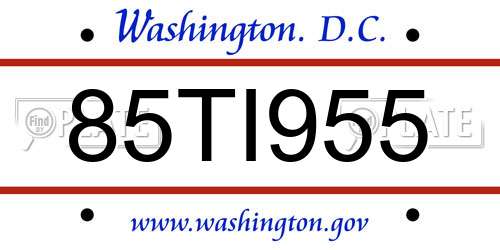 85TI955 District Of Columbia License Plate