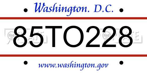 85TO228 District Of Columbia License Plate