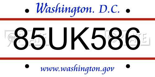 85UK586 District Of Columbia License Plate