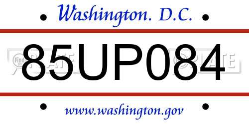 85UP084 District Of Columbia License Plate
