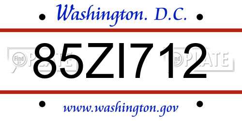 85ZI712 District Of Columbia License Plate