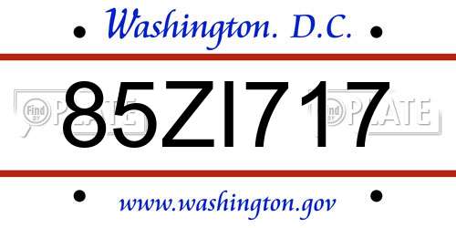 85ZI717 District Of Columbia License Plate