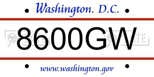 8600GW District Of Columbia License Plate