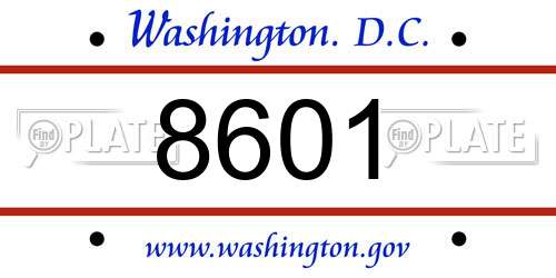 8601 District Of Columbia License Plate