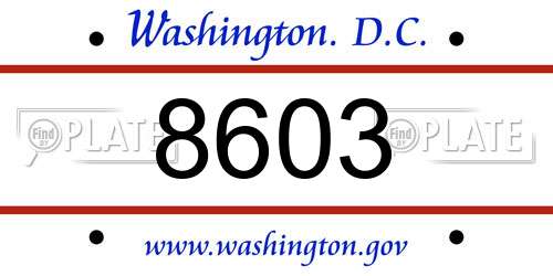 8603 District Of Columbia License Plate