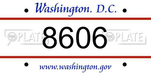 8606 District Of Columbia License Plate