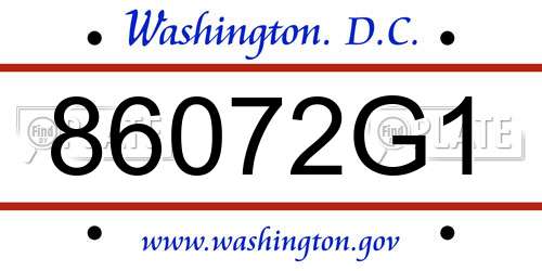 86072G1 District Of Columbia License Plate