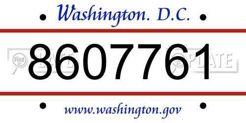 8607761 District Of Columbia License Plate
