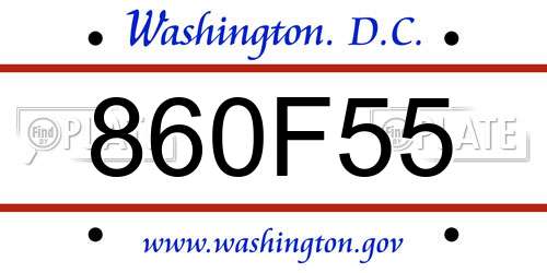 860F55 District Of Columbia License Plate