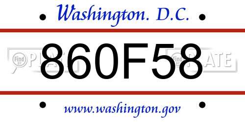 860F58 District Of Columbia License Plate
