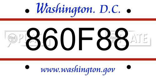 860F88 District Of Columbia License Plate