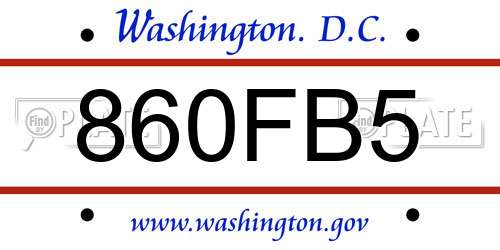 860FB5 District Of Columbia License Plate