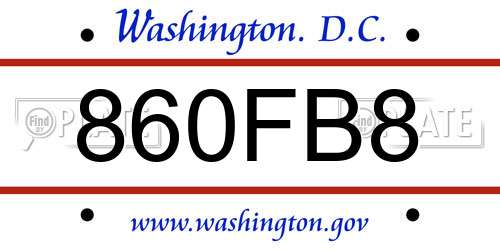 860FB8 District Of Columbia License Plate