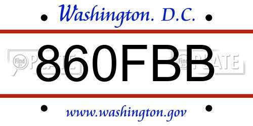 860FBB District Of Columbia License Plate