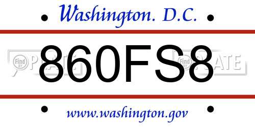 860FS8 District Of Columbia License Plate