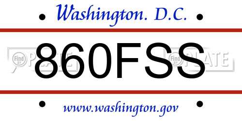 860FSS District Of Columbia License Plate